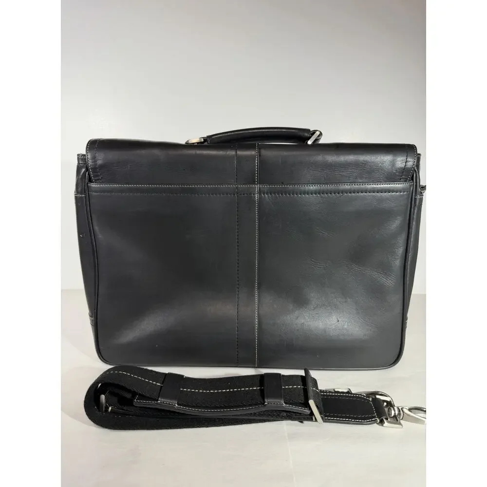 Coach Legacy TransAtlantic Flap Briefcase Black Leather Messenger Bag 70035 NWOT